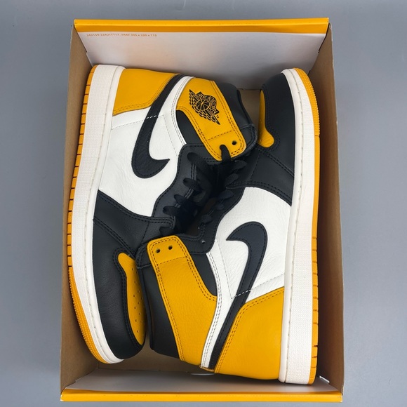 Nike Air Jordan 1 Retro High OG Taxi Yellow Toe Size 9.5 Men’s - Picture 9 of 11